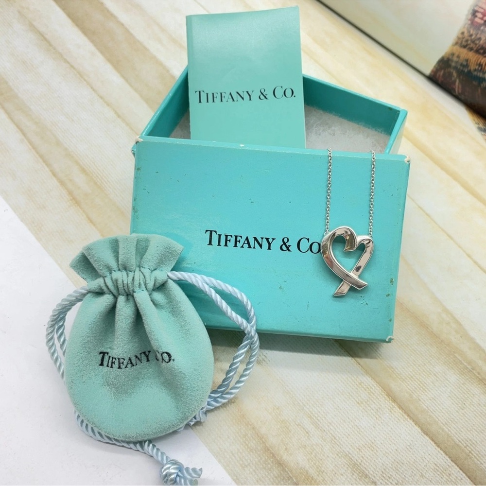 Tiffany & Co. Silver Open Heart Necklace W box/dust bag